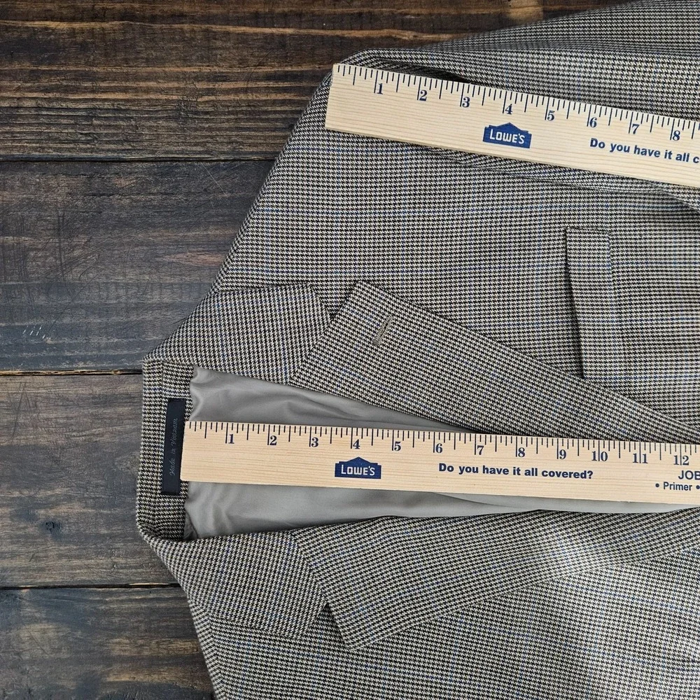 Chaps Men's Sport Coat Blazer Two Button Brown‎ Houndstooth Poly Blend Sz 42L